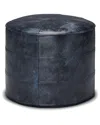 Simpli Home Connor Boho Round Pouf In Blue