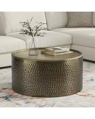 Simpli Home Corbin 32in Boho Contemporary Coffee Table In Gold