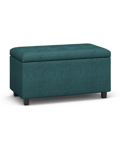 Simpli Home Cosmopolitan 34in Contemporary Rectangle Storage Ottoman In Green