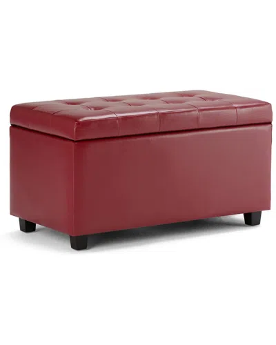 Simpli Home Cosmopolitan 34in Transitional Rectangle Storage Ottoman In Red