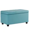 Simpli Home Cosmopolitan 34in Transitional Rectangle Storage Ottoman In Blue