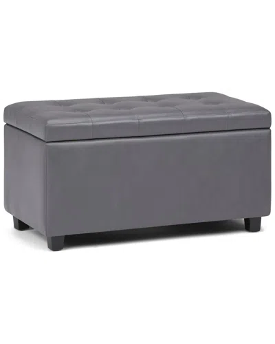 Simpli Home Cosmopolitan 34in Transitional Rectangle Storage Ottoman In Gray