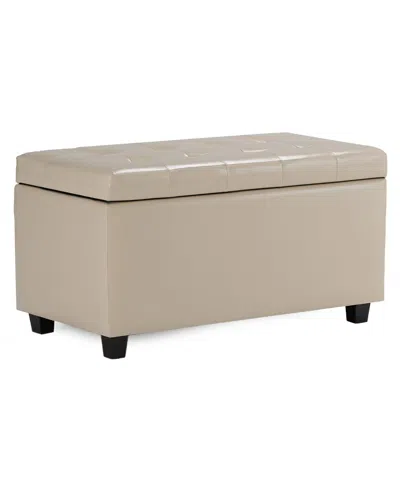 Simpli Home Cosmopolitan 34in Transitional Rectangle Storage Ottoman In Neutral