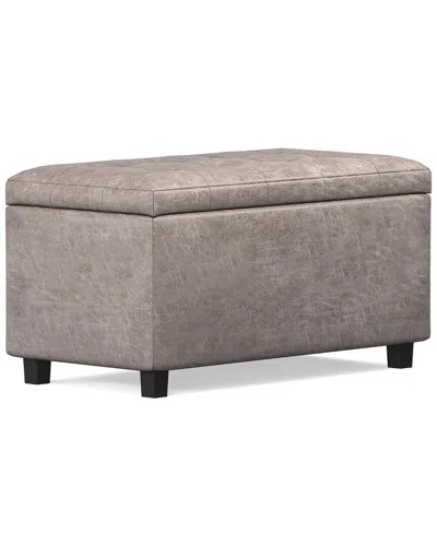Simpli Home Cosmopolitan 34in Transitional Rectangle Storage Ottoman In Brown