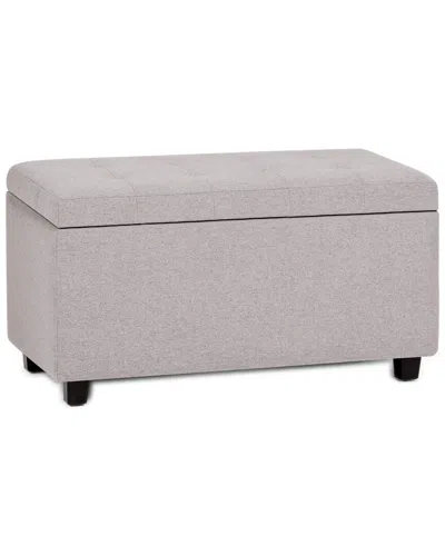 Simpli Home Cosmopolitan 34in Transitional Rectangle Storage Ottoman In Gray