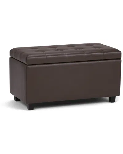 Simpli Home Cosmopolitan 34in Transitional Rectangle Storage Ottoman In Black