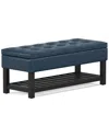 Simpli Home Cosmopolitan 44in Transitional Rectangle Storage Ottoman Bench  With Open Bottom In Blue