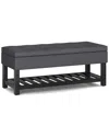Simpli Home Cosmopolitan 44in Transitional Rectangle Storage Ottoman Bench  With Open Bottom In Gray