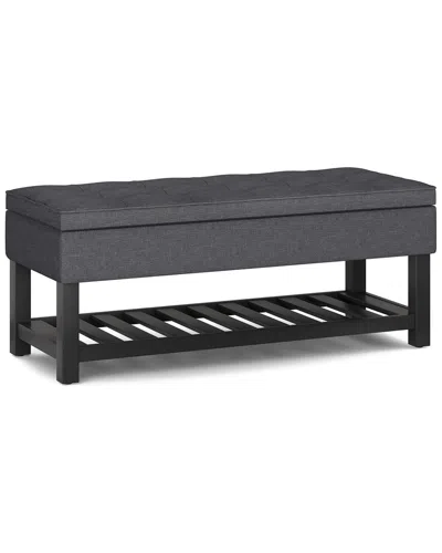 Simpli Home Cosmopolitan 44in Transitional Rectangle Storage Ottoman Bench  With Open Bottom In Gray