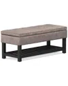 Simpli Home Cosmopolitan 44in Transitional Rectangle Storage Ottoman Bench  With Open Bottom In Brown