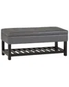 Simpli Home Cosmopolitan 44in Transitional Rectangle Storage Ottoman Bench  With Open Bottom In Gray