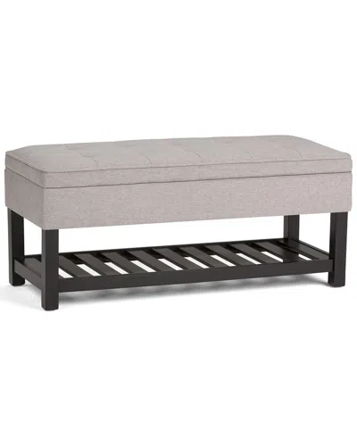 Simpli Home Cosmopolitan 44in Transitional Rectangle Storage Ottoman Bench  With Open Bottom In Gray