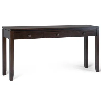 Simpli Home Cosmopolitan 60"w Solid Wood Contemporary Wide Console Sofa Table With Drawer Storage In Mahogany Brown