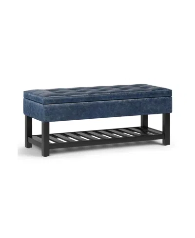 Simpli Home Cosmopolitan Storage Ottoman Bench With Open Bottom In Denim Blue