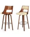 Simpli Home Dallyn Swivel Bar Stool (set Of 2) In Cream Pu Leather In Cream