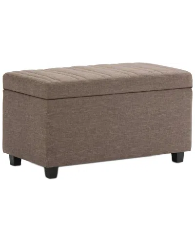 Simpli Home Darcy 33in Contemporary Rectangle Storage Ottoman Bench In Brown