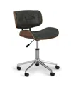 Simpli Home Dax Bentwood Office Chair In Distressed Slate Grey Pu Leather In Distressed Slate Grey