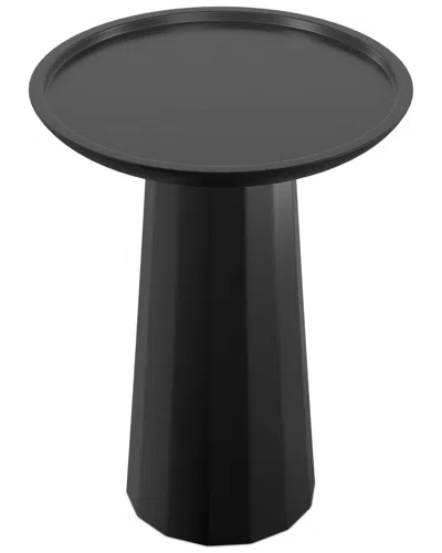 Simpli Home Dayton Solid Mango Wood 13in Round Contemporary Wooden Accent  Table In Black
