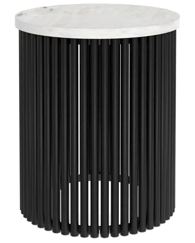 Simpli Home Demy 18in Industrial Metal Accent Table In White