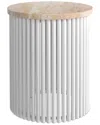 Simpli Home Demy 18in Solid Mango/metal Industrial Accent Table In White