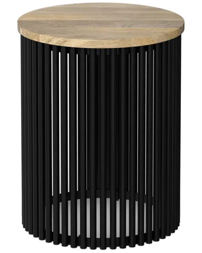 Simpli Home Demy 20in Solid Mango/metal Tall Industrial Side Table In Black