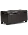 Simpli Home Dover 36in Contemporary Rectangle Storage Ottoman Bench
