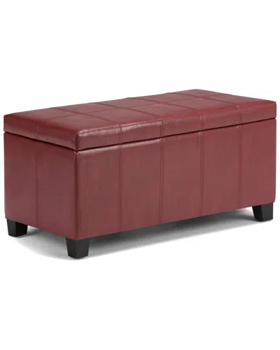 Simpli Home Dover 36in Contemporary Rectangle Storage Ottoman Bench In Red