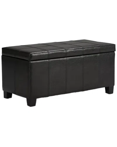Simpli Home Dover 36in Contemporary Rectangle Storage Ottoman Bench In Black