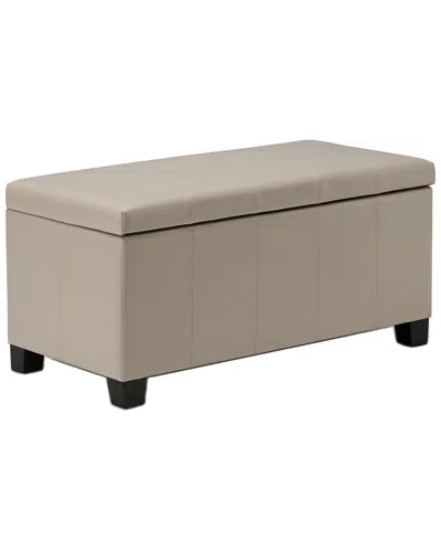 Simpli Home Dover 36in Contemporary Rectangle Storage Ottoman Bench In Silver