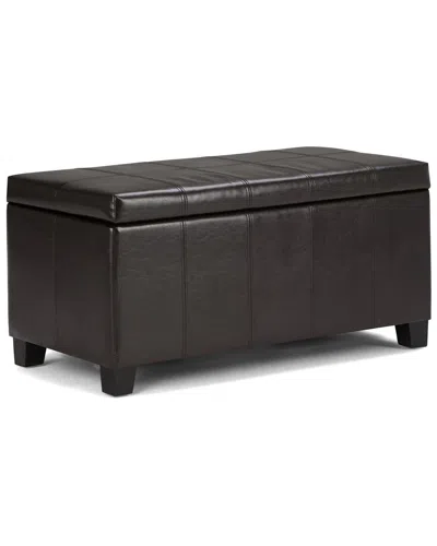 Simpli Home Dover 36in Contemporary Rectangle Storage Ottoman Bench In Black