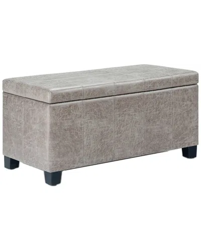 Simpli Home Dover 36in Contemporary Rectangle Storage Ottoman Bench In Gray