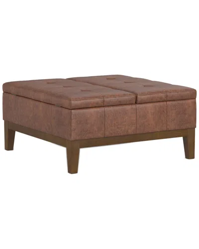 Simpli Home Dover 36in Contemporary Square Lift Top Coffee Table Storage  Ottoman In Brown