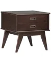 Simpli Home Draper Solid Hardwood 22in Rectangle Mid Century Modern End Side  Table In Brown