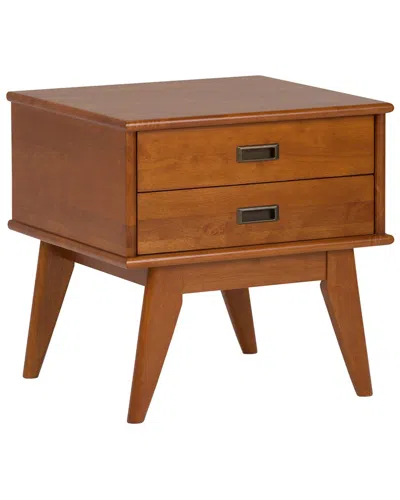 Simpli Home Draper Solid Hardwood 22in Rectangle Mid Century Modern End Side  Table In Brown
