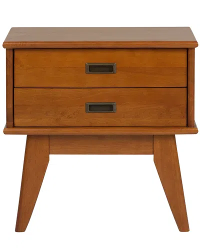 Simpli Home Draper Solid Hardwood 22in Rectangle Mid Century Modern End Table In Brown