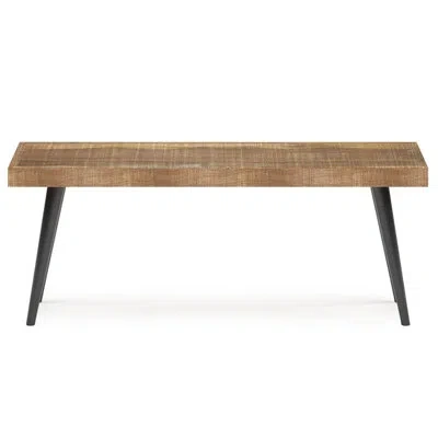 Simpli Home Durham 43"w Solid Mango Wood Industrial Contemporary Bench With Metal Frame In Distressed Brown