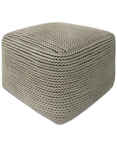 Simpli Home Eastmont Boho Square Pouf In Gray