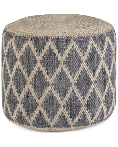 Simpli Home Edgeley Boho Round Pouf In Blue