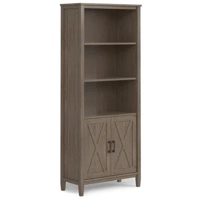 Simpli Home Ela 30"w Solid Wood 3 Shelf Bookcase With Adjustable Shelves And Cabinet With Shaker-style Doors