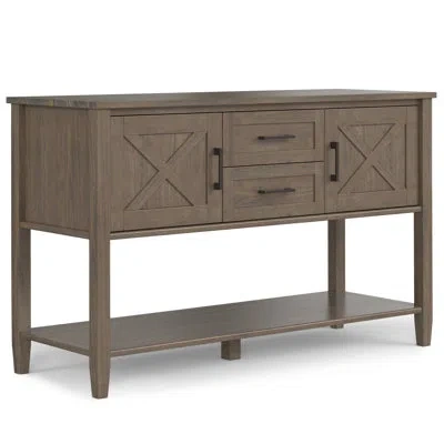 Simpli Home Ela 48"w Solid Wood Entryway Console Table With 2 Drawers, 2 Cabinets, And Open Shelf In Smoky Brown