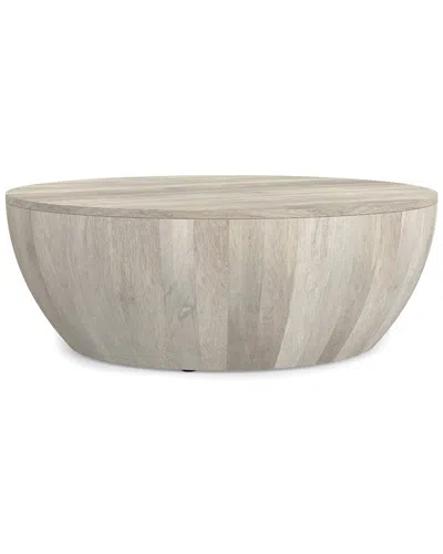 Simpli Home Elmbrook 34in Solid Mango Modern Industrial Drum Coffee Table In Brown
