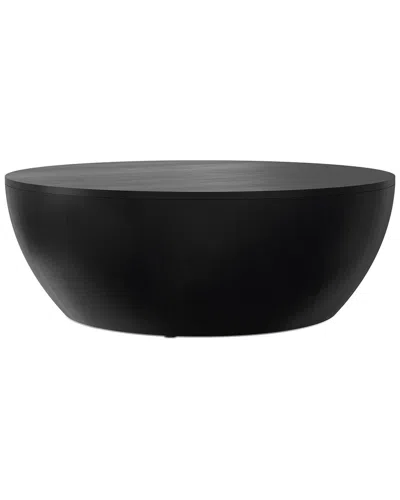 Simpli Home Elmbrook 34in Solid Mango Modern Industrial Drum Coffee Table In Brown