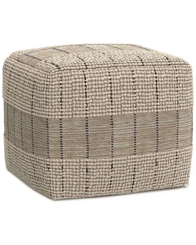 Simpli Home Elmer Contemporary Square Woven Pouf In Neutral