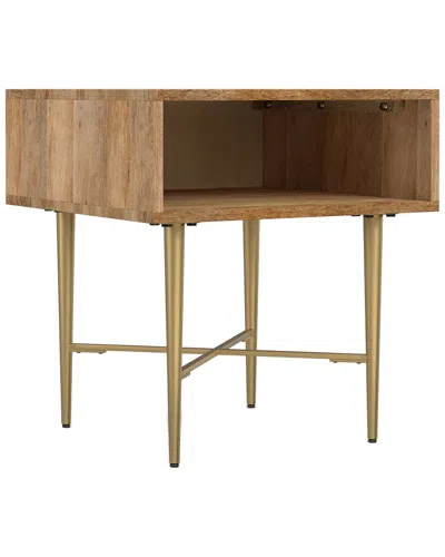 Simpli Home Fallon Solid Mango Wood 20in Square Contemporary End Table In Brown