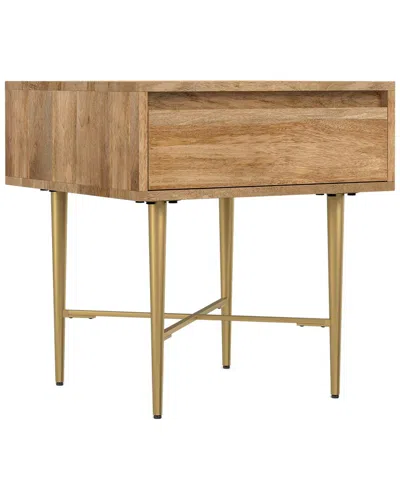 Simpli Home Fallon Solid Mango Wood 20in Square Contemporary End Table With  Drawer In Natural In Brown