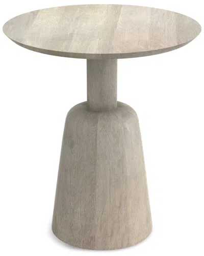Simpli Home Finchley Solid Mango Wood 18in Round Contemporary Side Table In Gray