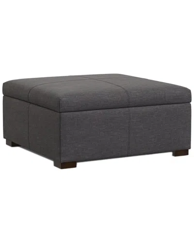 Simpli Home Gabbie 36in Contemporary Square Coffee Table Storage Ottoman In Gray
