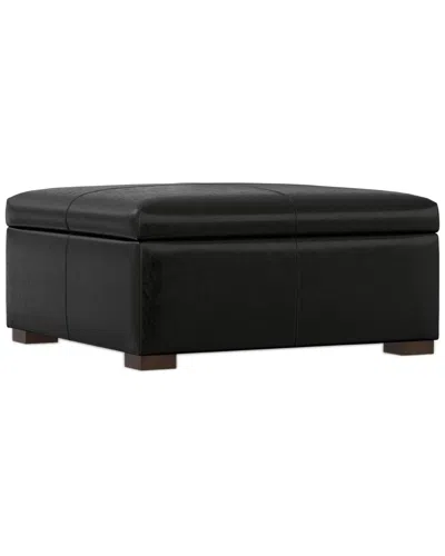 Simpli Home Gabbie 36in Contemporary Square Coffee Table Storage Ottoman In Black