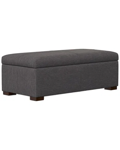 Simpli Home Gabbie 48in Contemporary Rectangle Rectangular Storage Ottoman In Gray