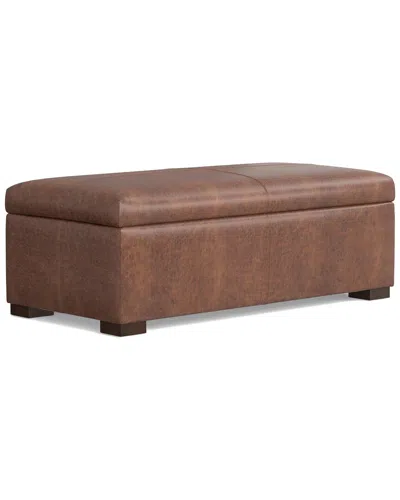 Simpli Home Gabbie 48in Contemporary Rectangle Rectangular Storage Ottoman In Brown